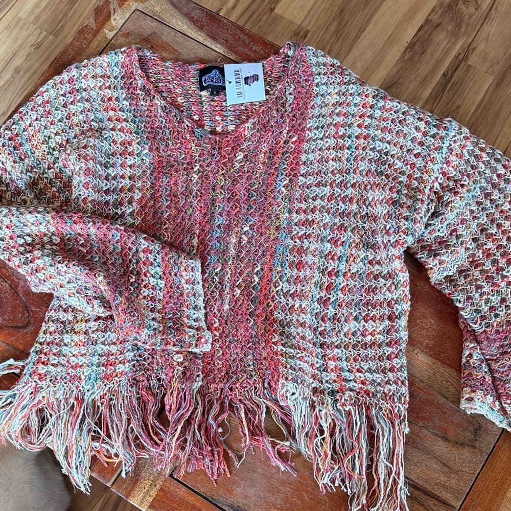 Angie Multicolor Fringe Poncho